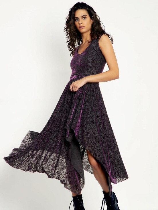 Blackmilk Dresses & Skirts - BlackMilk Burned Velvet Hex Handkerchief Dress